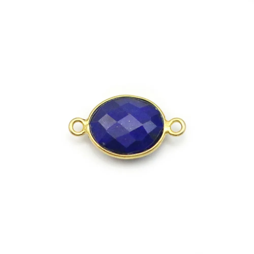 Lapis lazuli in oval-shaped, 2 rings, set in gilt silver, 9x11mm x 1pc