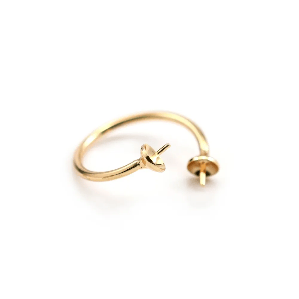 Flash gold gilt flexible ring double half drilled x 1pc