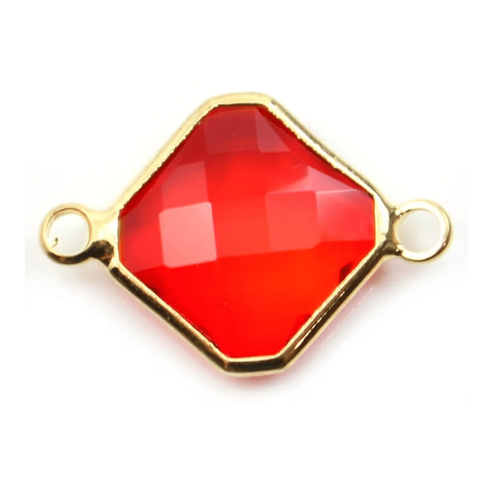 Pierre sertie en verre carré 12.5mm x 1pc