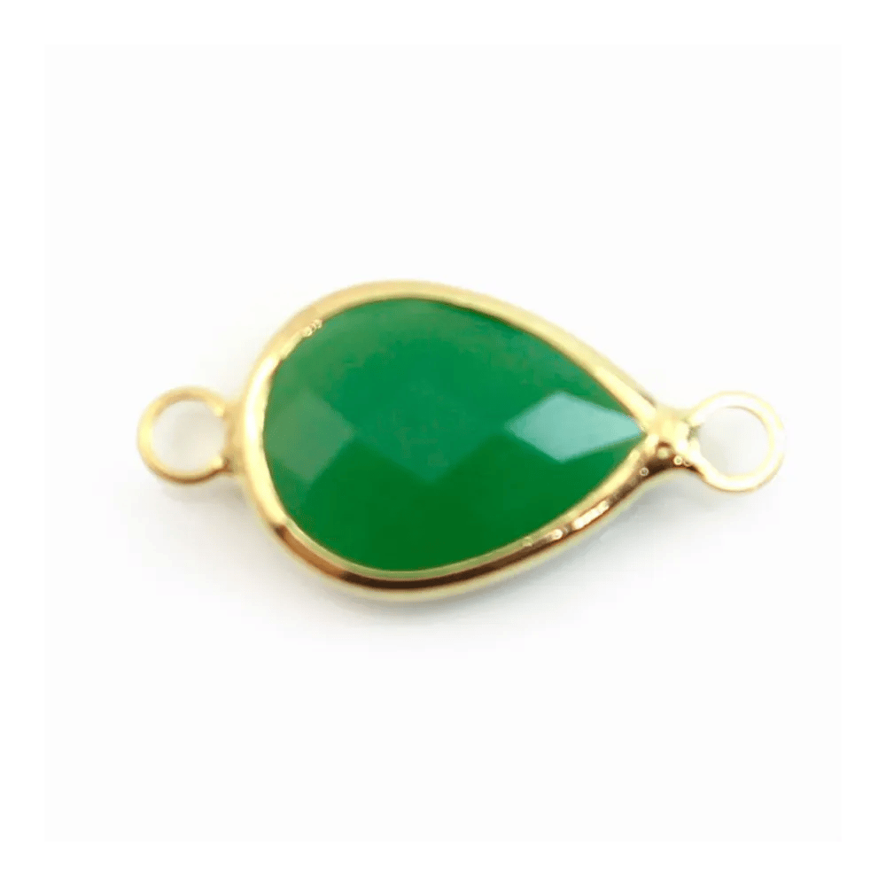 Pierre sertie en verre goutte 10.5x14.5mm x 1pc