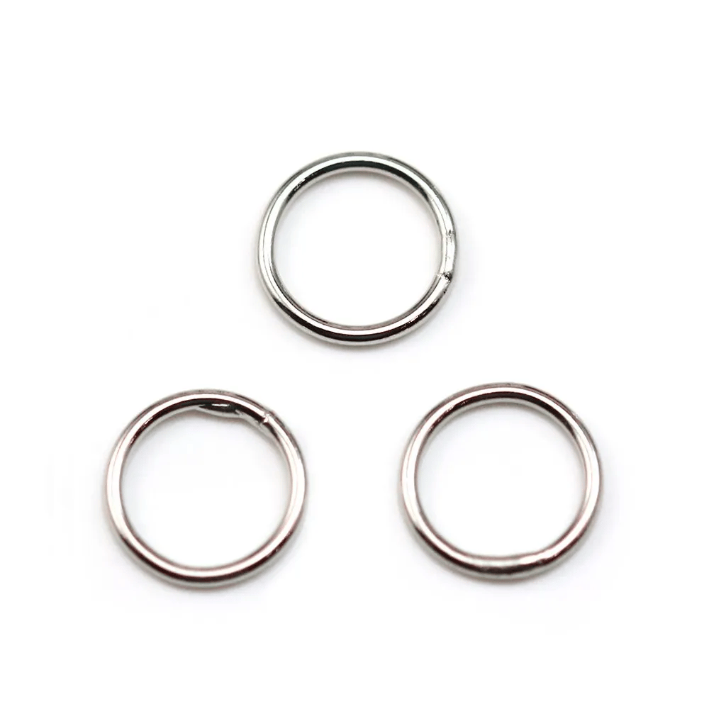 Anneaux soudé, de forme ronde, en métal rhodié, 1 * 10mm environ 50pcs