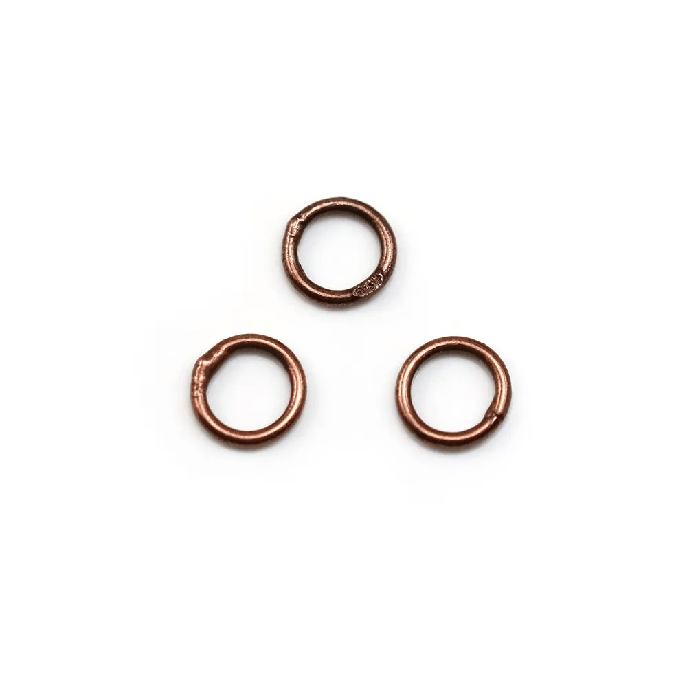 Anneaux soudé, forme ronde, en métal, couleur cuivre 1* 7mm environ 100pcs