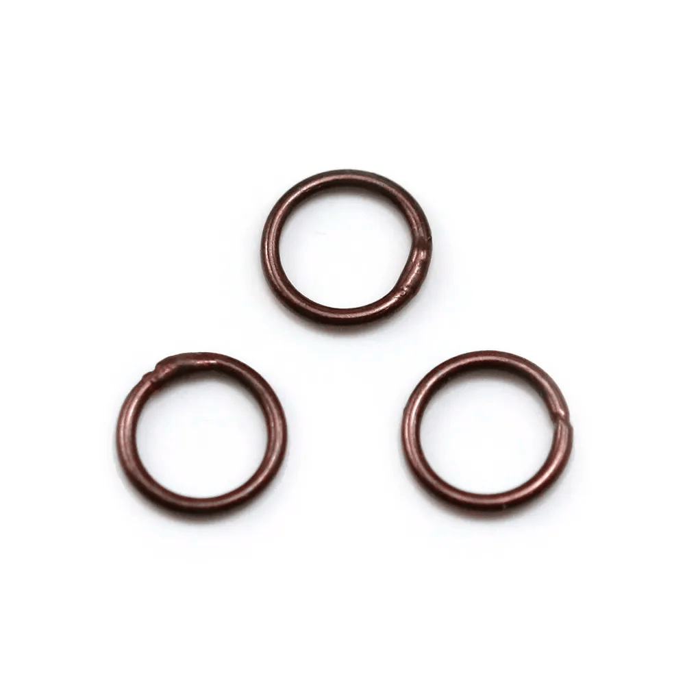 Anneaux soudé, forme ronde, en métal, couleur cuivre 1* 8mm environ 50pcs