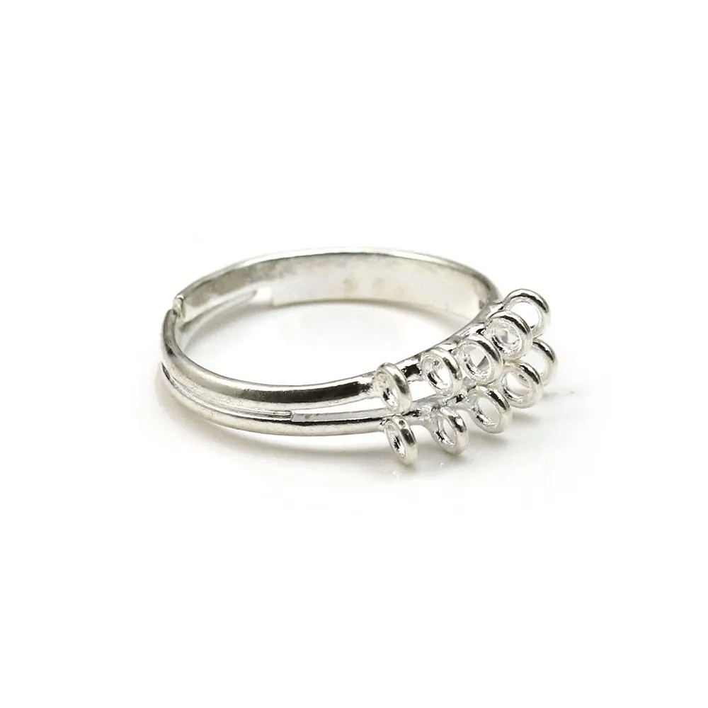 Bague réglable de couleur argenté, 10 anneaux, x 1pc