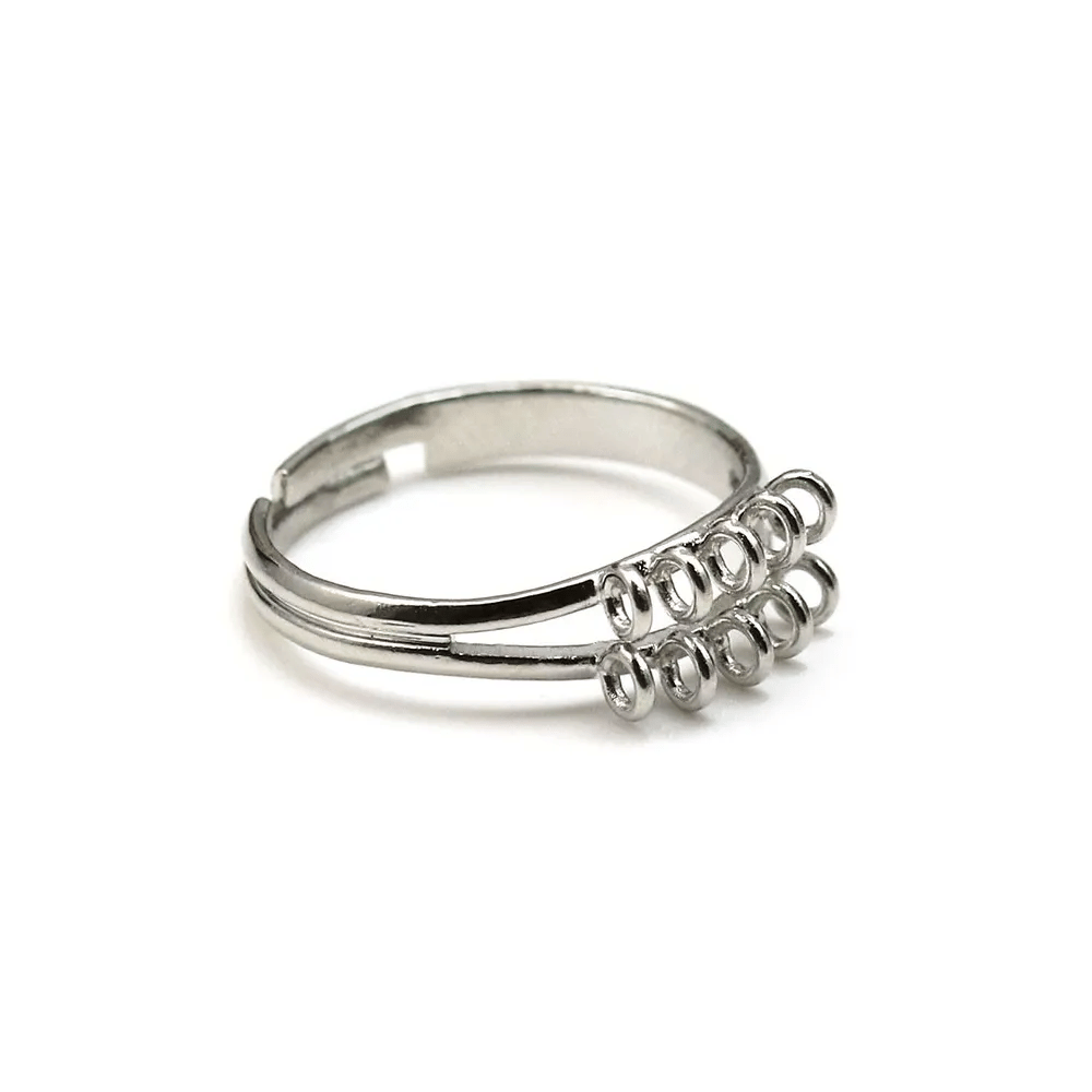 Bague réglable de couleur argent, 10 anneaux, x 1pc