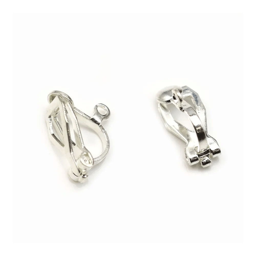 Clip support argenté 6x14mm x 10pcs