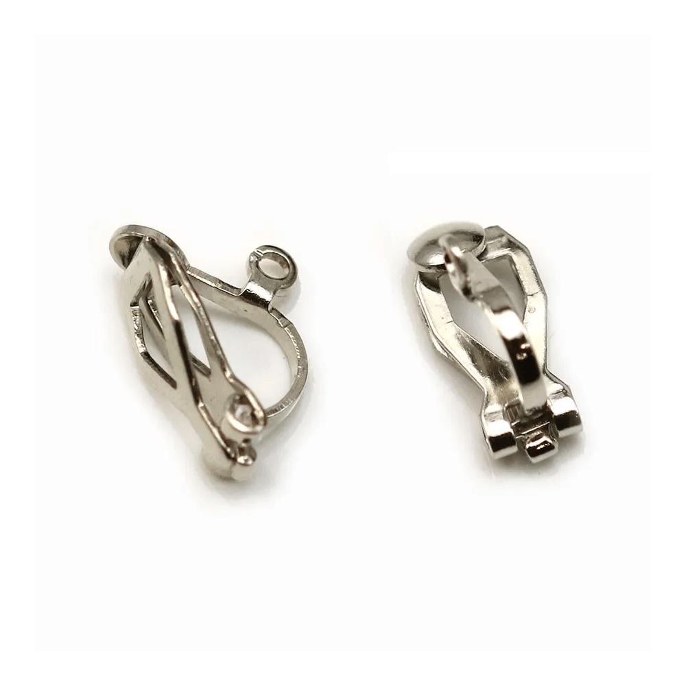Ear clips with pad silver tone x 13mm x 4pcs