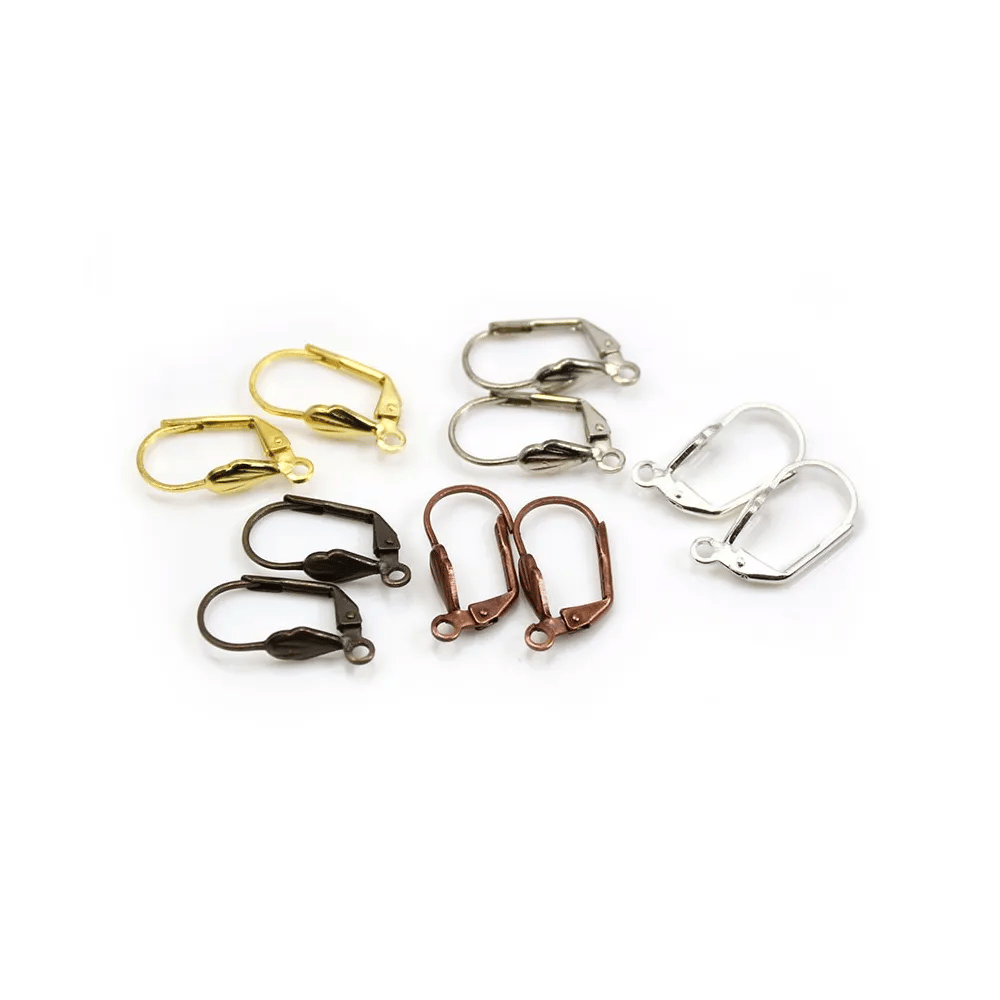 Boucles d'oreille en forme de dormeuse de différentes couleurs, 18mm x 10pcs
