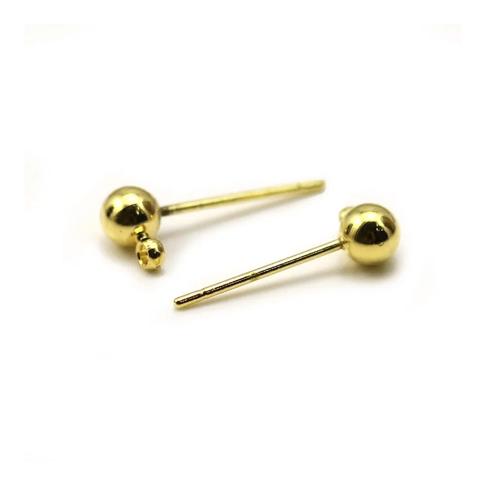 Clous d'oreilles boule en métal  4mm x 20pcs