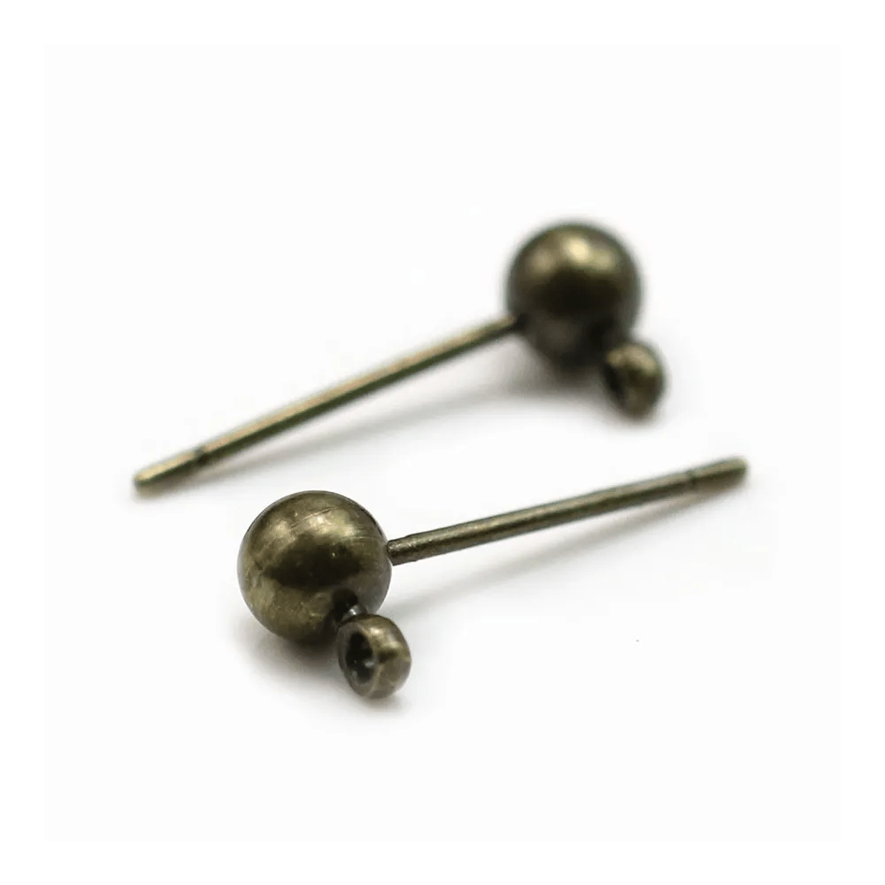 Clous d'oreilles avec finition boule, en métal bronze 4mm x 20pcs