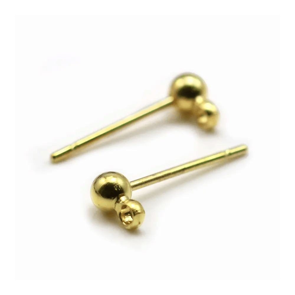 Clous d'oreilles boule en laiton brut 3mm x 10pcs