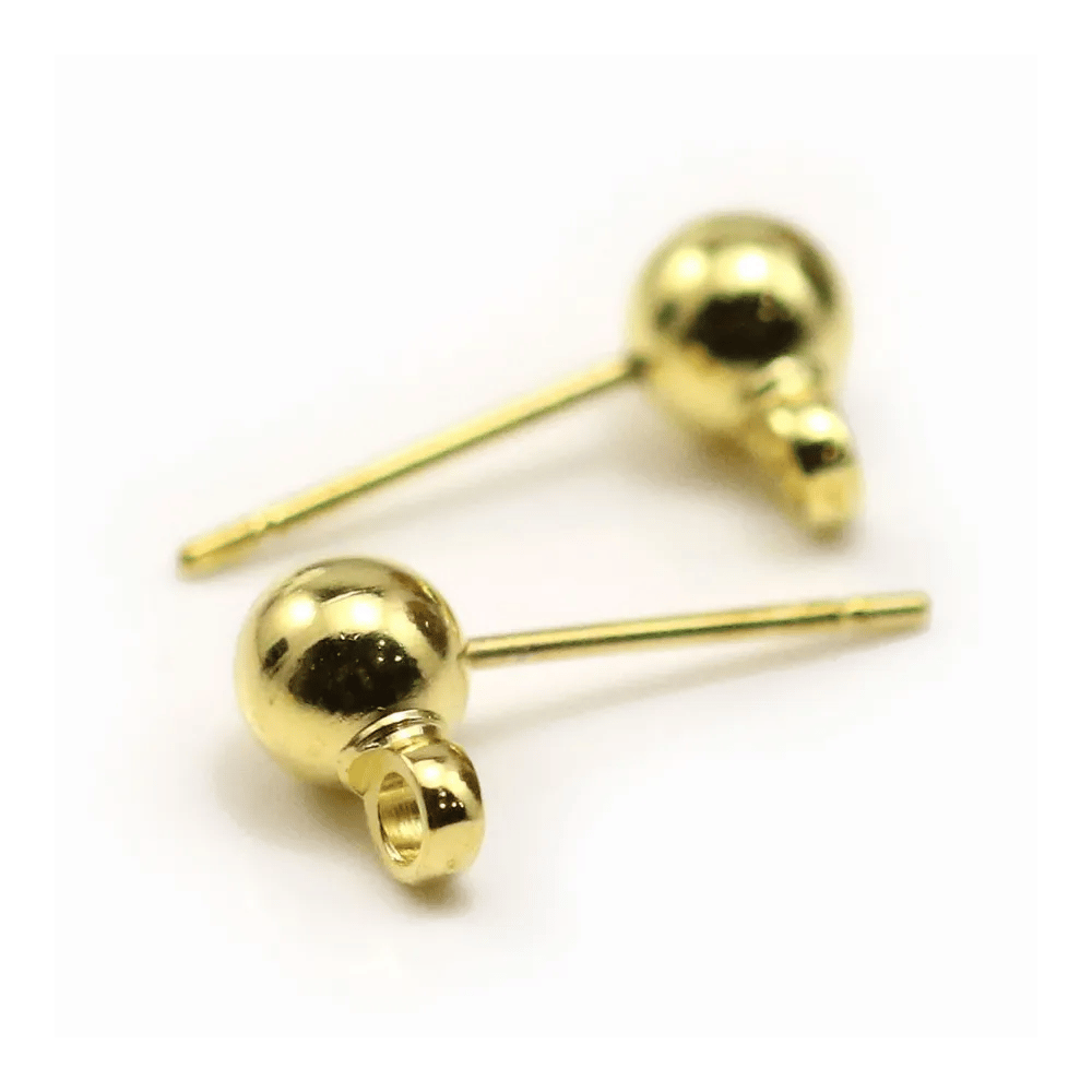 Clous d'oreilles avec finition boule, en métal doré, 5mm x 20pcs