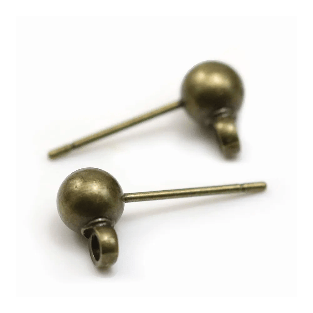 Clous d'oreilles avec finition boule, en métal couleur bronze, 5mm x 20pcs