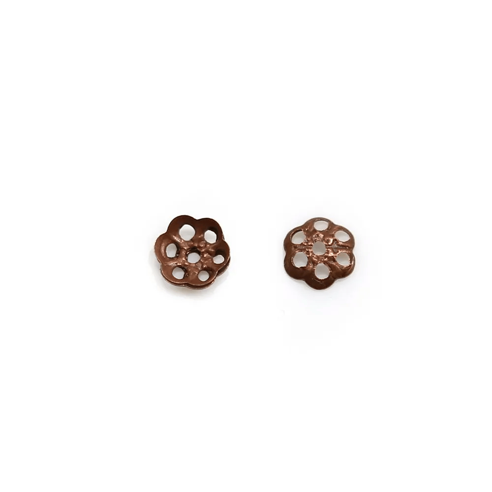 Coupelle en métal de couleur cuivre, en forme de fleur, 4mm x 100pcs