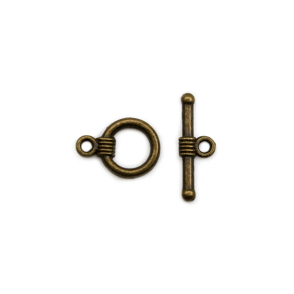 Fermoir "OxT" en métal, argent vieilli ou bronze  11mm x 2pcs