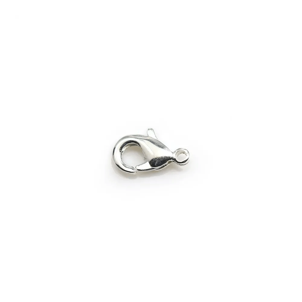 Fermoir mousqueton, en métal , de couleur argenté, 4.5 * 8.5mm x 10pcs