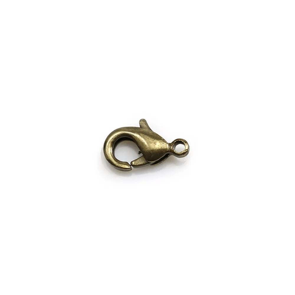 Fermoir mousqueton en métal , de couleur argent vieilli,5x10mm x 10pcs