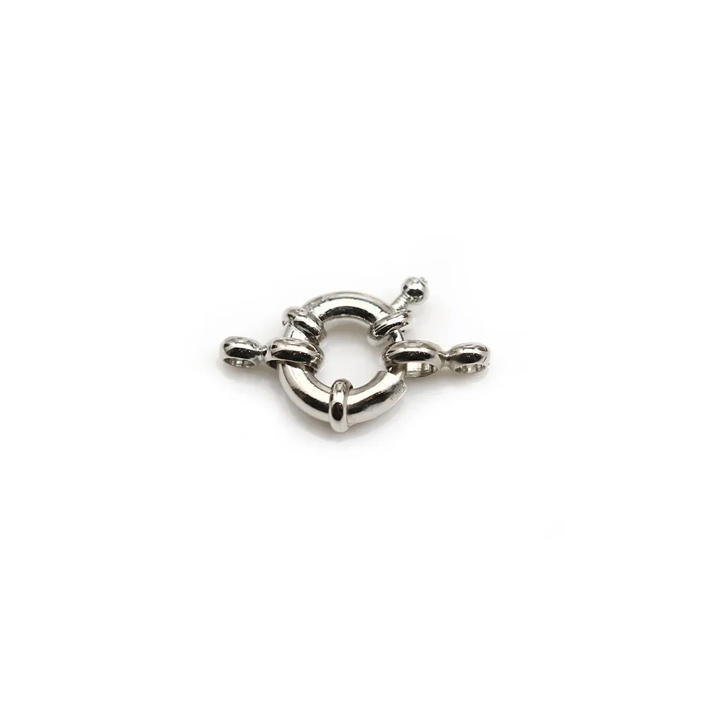 Fermoir en forme de bouée, en métal argenté, 11mm x 1pc