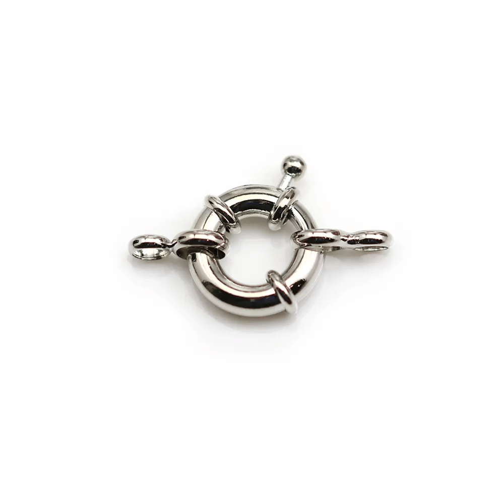 Clasp in the shape of a buoy, in silver metal, 17mm x 1pc