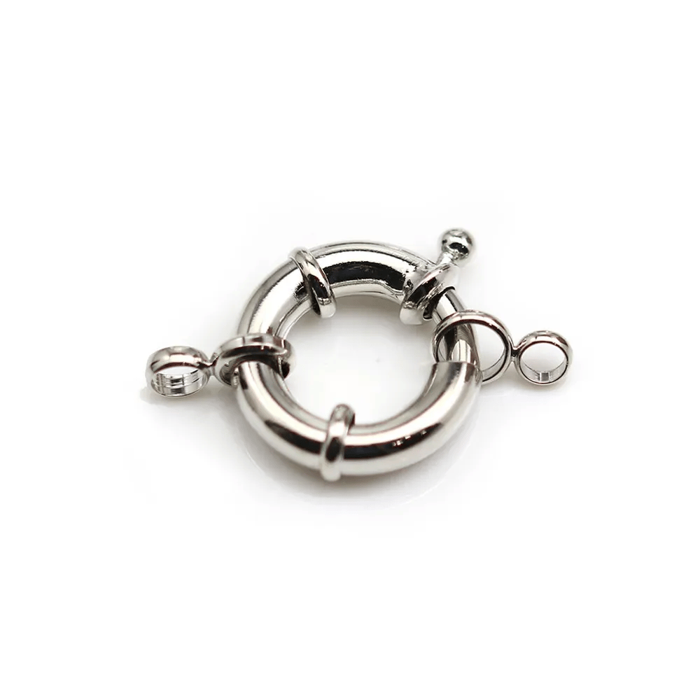 Fermoir en forme de bouée, en métal argenté, 19mm x 1pc