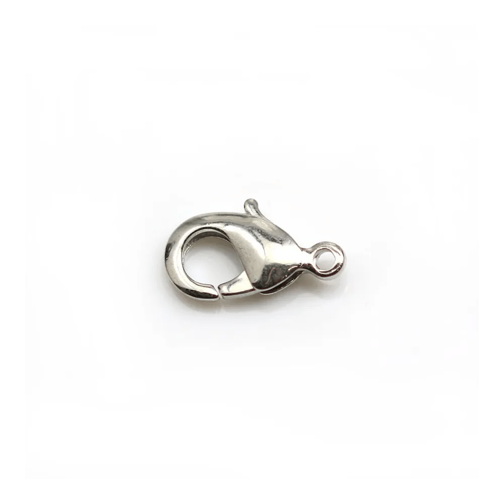 Fermoir mousqueton en métal , de couleur argenté, 6x12mm x 10pcs