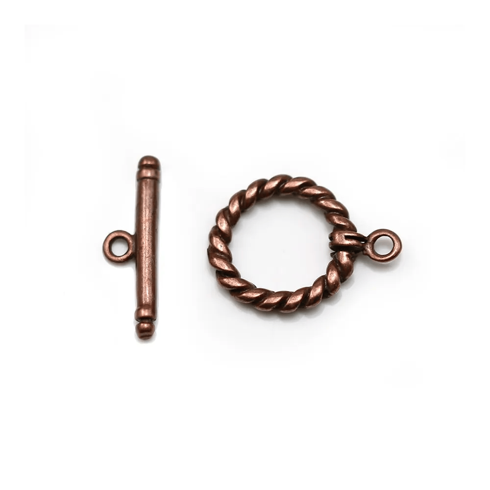 Fermoir "Toggle OT" en métal torsadé, de couleur cuivre, 14mm x 2pcs