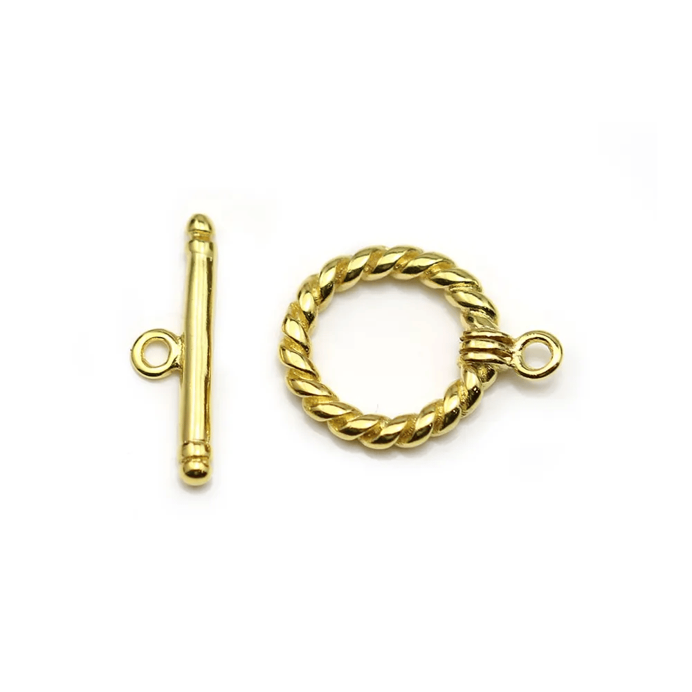 Fermoir "OxT" en métal torsadé, de couleur doré, 14mm x 2pcs