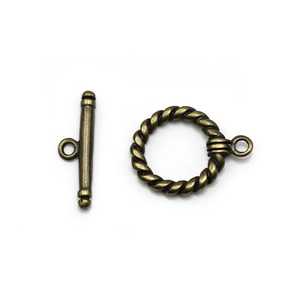 Fermoir "OxT" en métal torsadé, de couleur bronze, 14mm x 2pcs