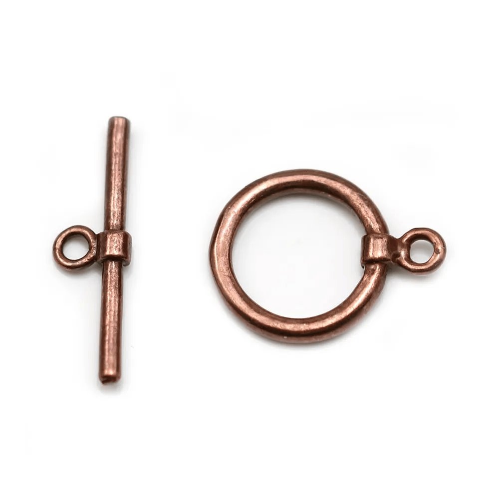 Clasp "O * T" on smooth metal, in copper color, 15mm x 2pcs