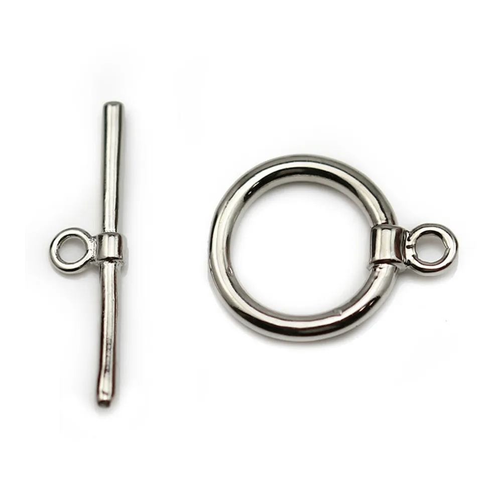 Clasp "O * T" on smooth metal, in old silver color, 15mm x 2pcs