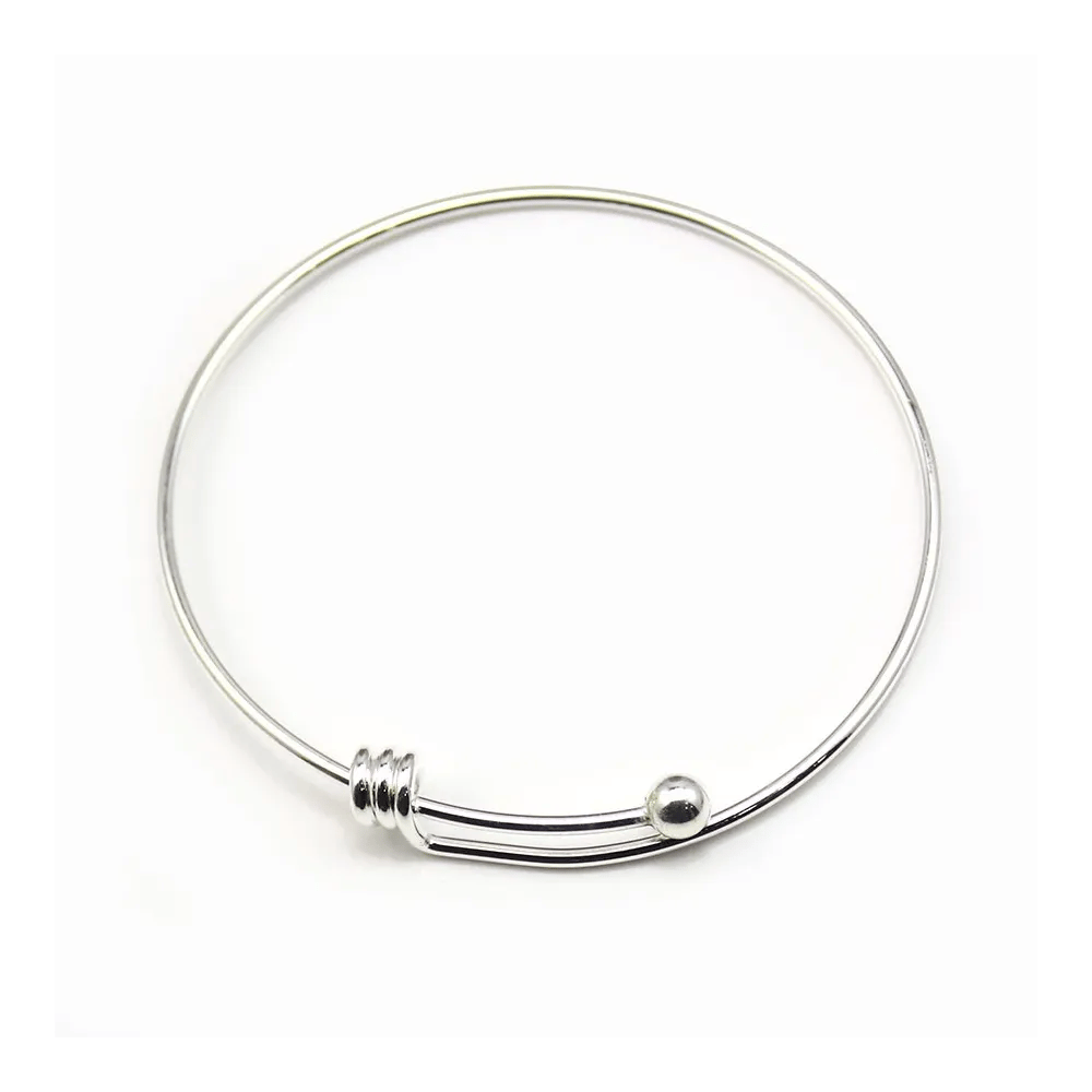 Adjustable bracelet, in metal on silver color, 68mm x 1pc
