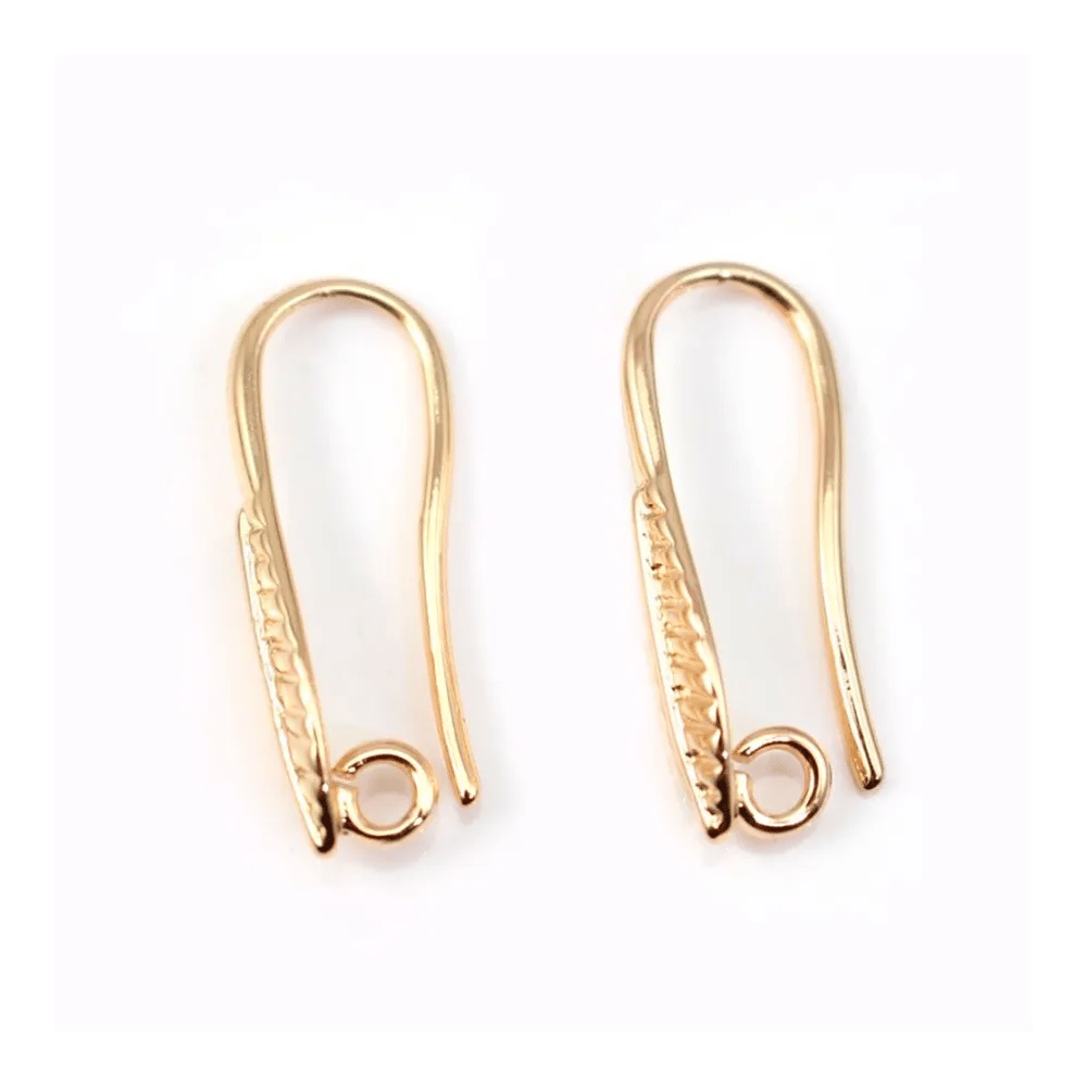 Hook earrings leaf  by "flash" Gold on brass 4.5x21mm x 2pcs