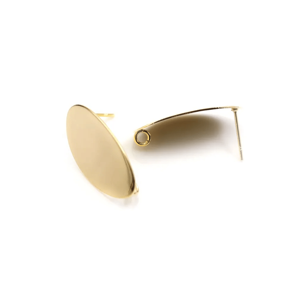 Ear studs in the shape of a drop, plated with "flash" gold on brass 12x16.5mm x 4pcs