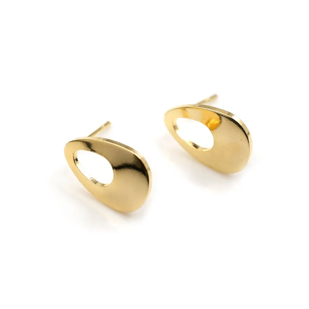 Clous d'oreille en forme goutte, plaqué par "flash" or sur laiton 12x16.5mm x 4pcs