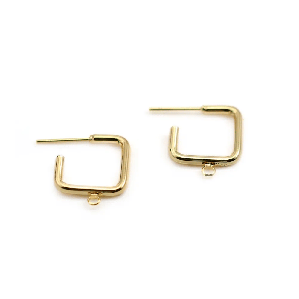Clous d'oreille en forme goutte, plaqué par "flash" or sur laiton 12x16.5mm x 4pcs