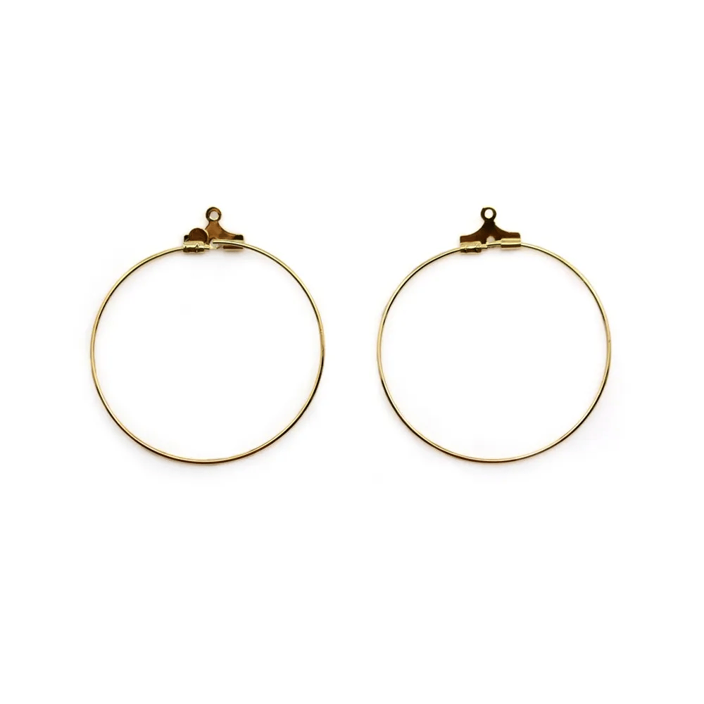 Créole boucles d'oreilles 20mm doré sur laiton x 4pcs