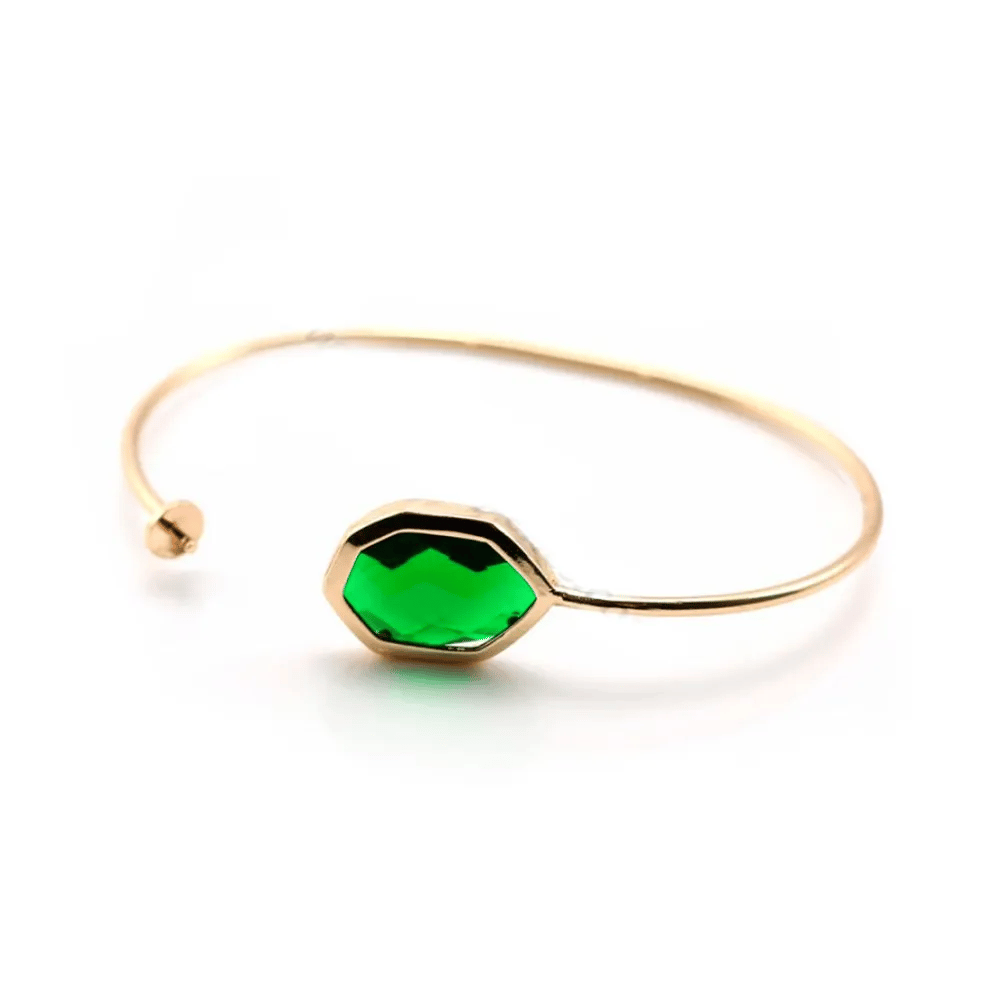 Bracelet flexible pour perles semi percées plaqué par "flash" or sue laiton vert 18cm x 1pc
