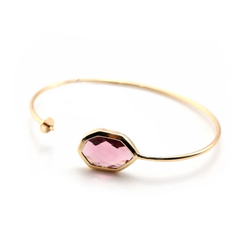 Flexible bracelet for pearls half drilled by "flash" gold on brass violet 18cm x 1pc