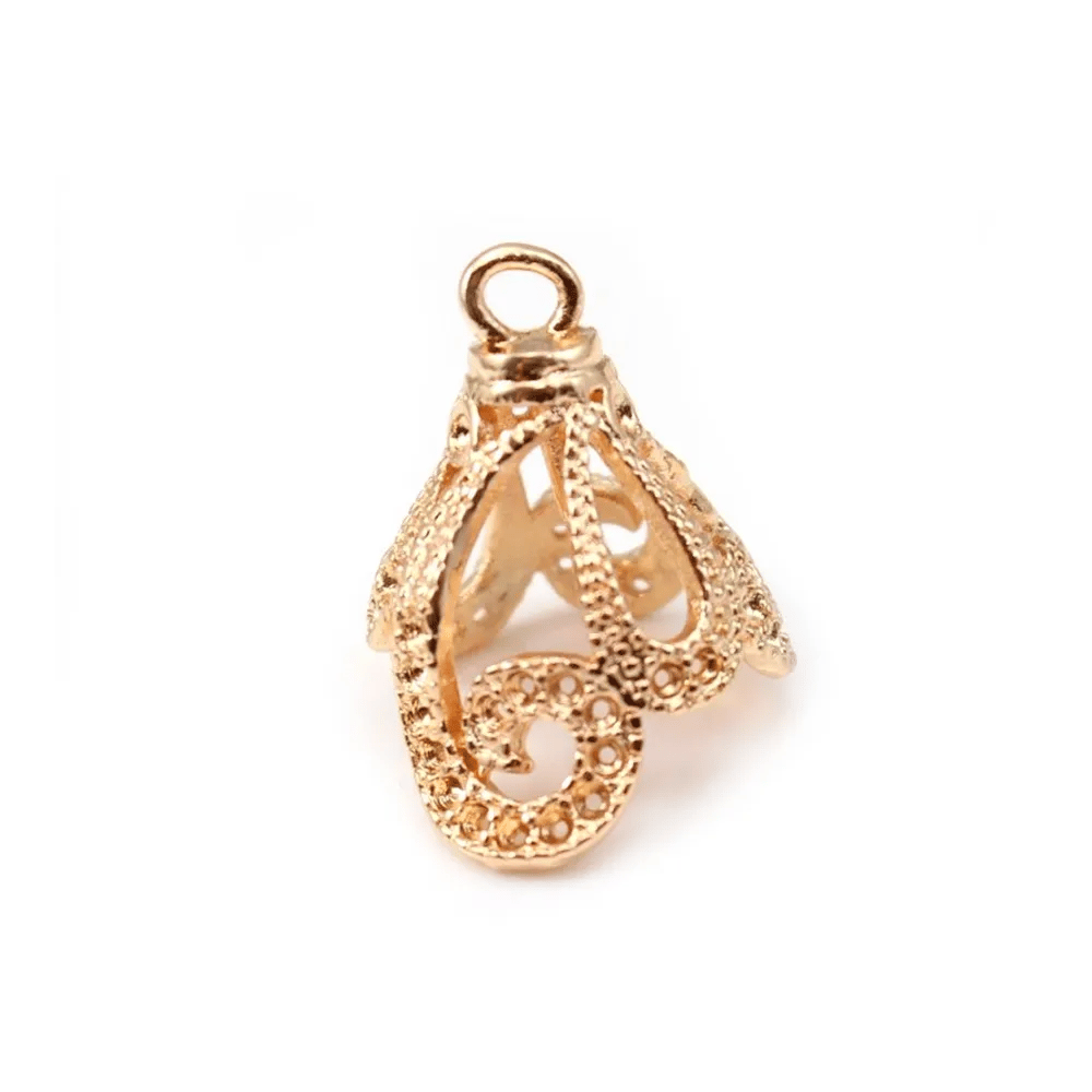 Bélière coupelle pour perle semi percée, Plaquée par "flash" or sur laiton 7mm x 1pc
