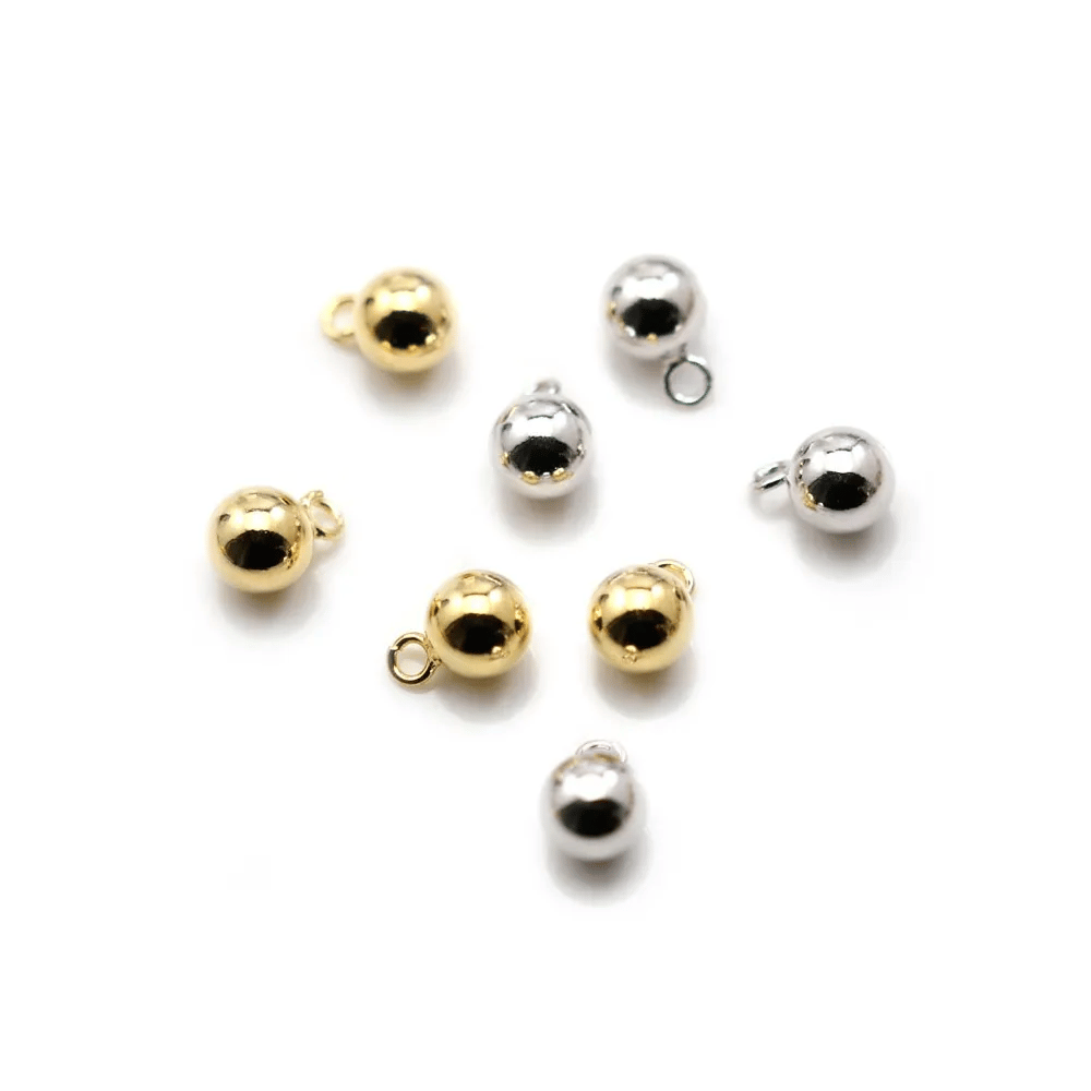 Breloque ronde8mm, plaqué par flash or x 10pcs