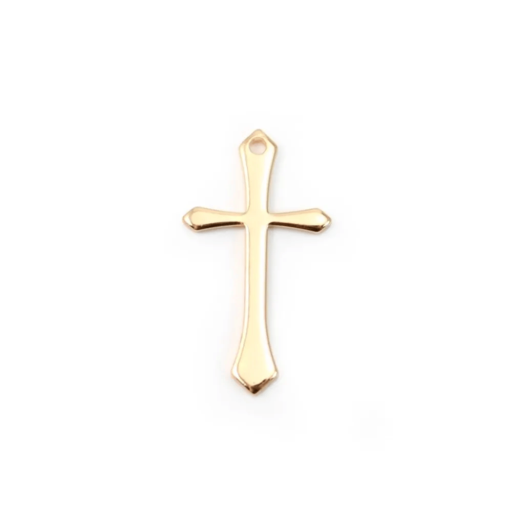 Croix plaquée par "flash" or sur laiton 13x24mm x 2pcs