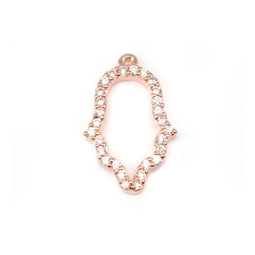 Intercalaire croix avec oxydes de zirconium, plaqué par "flash" or rose sur laiton 4x22mm x 1pc