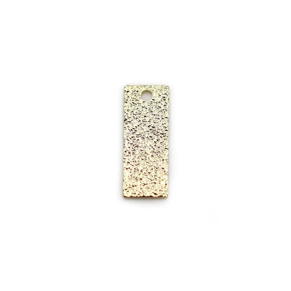 Rectangle flat charm "diamond" plated flash gold on brass, 5x13mm x 8pcs