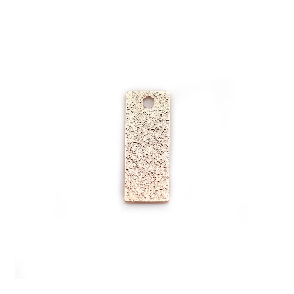 Rectangle flat charm "diamond" plated flash pink gold on brass, 5x13mm x 8pcs