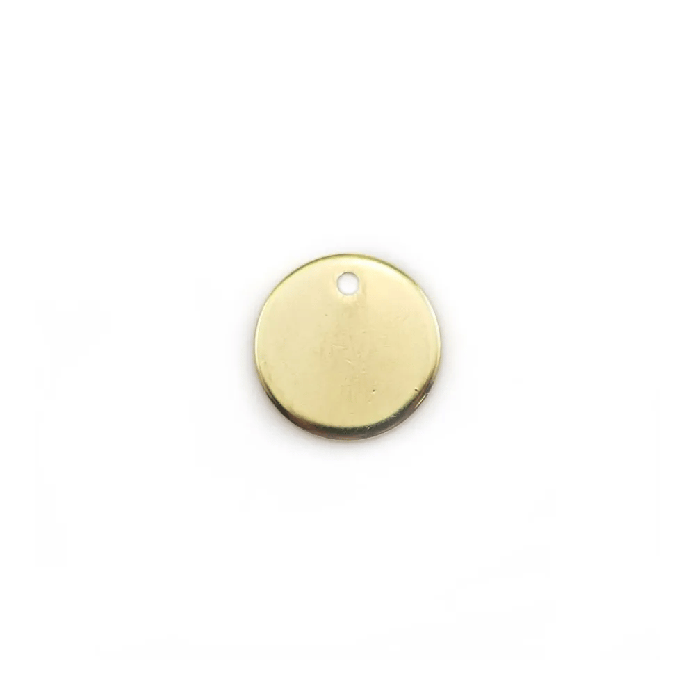 Breloque ronde, plaquée par " flash" or sur laiton 10mm x 4pcs