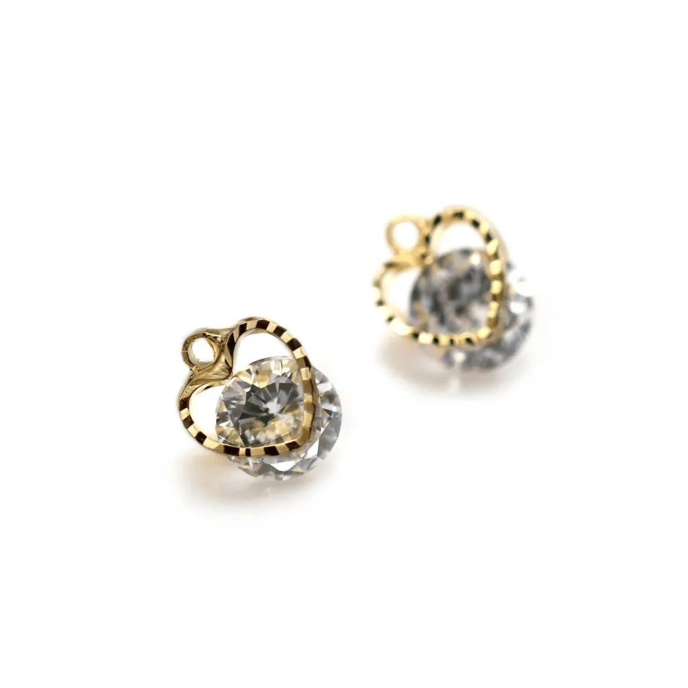 Breloque de forme coeur avec zirconium 7x9mm x 2pcs