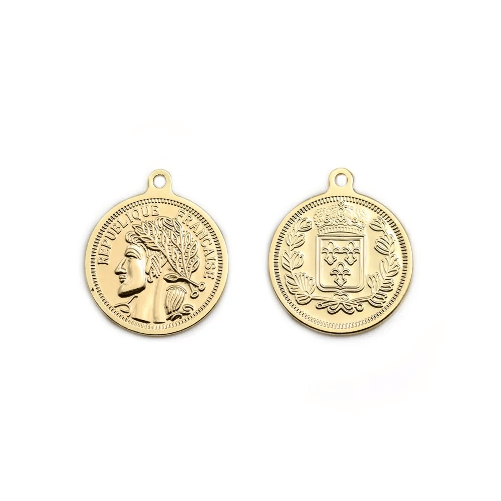 Pendentif monnais plaquées par 2pcs