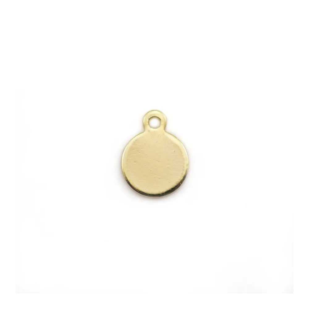 Round charm, plated by "flash" gold on brass 8mm, with a ring x 10pcs
