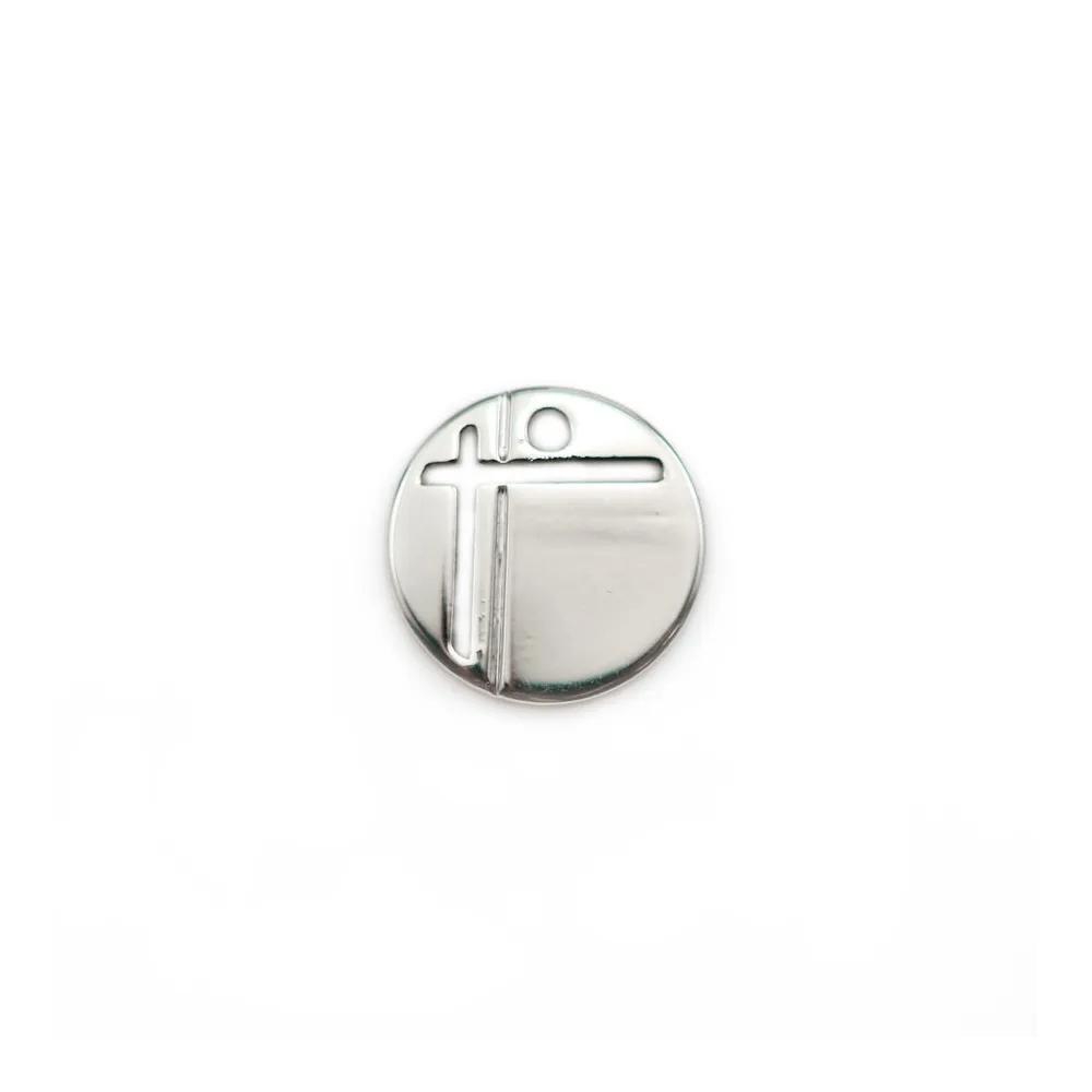 Breloque ronde, plaquée par " flash" or sur laiton 10mm x 4pcs