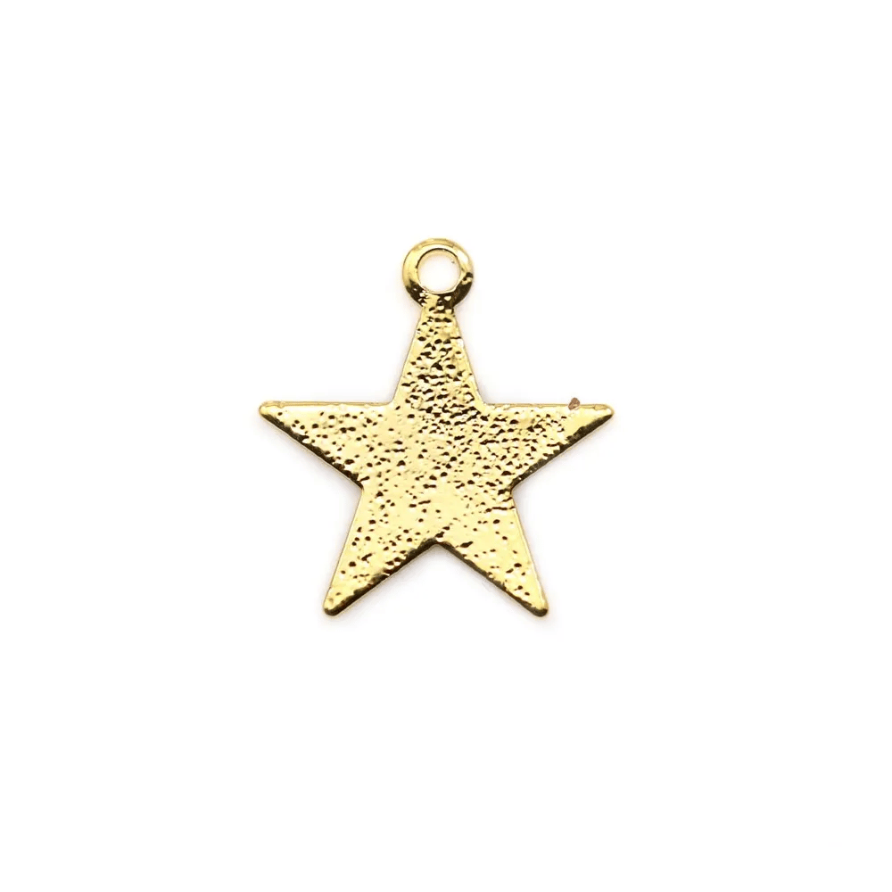 Star-shaped charm, plated with "flash" gold on brass 13mm x 6pcs